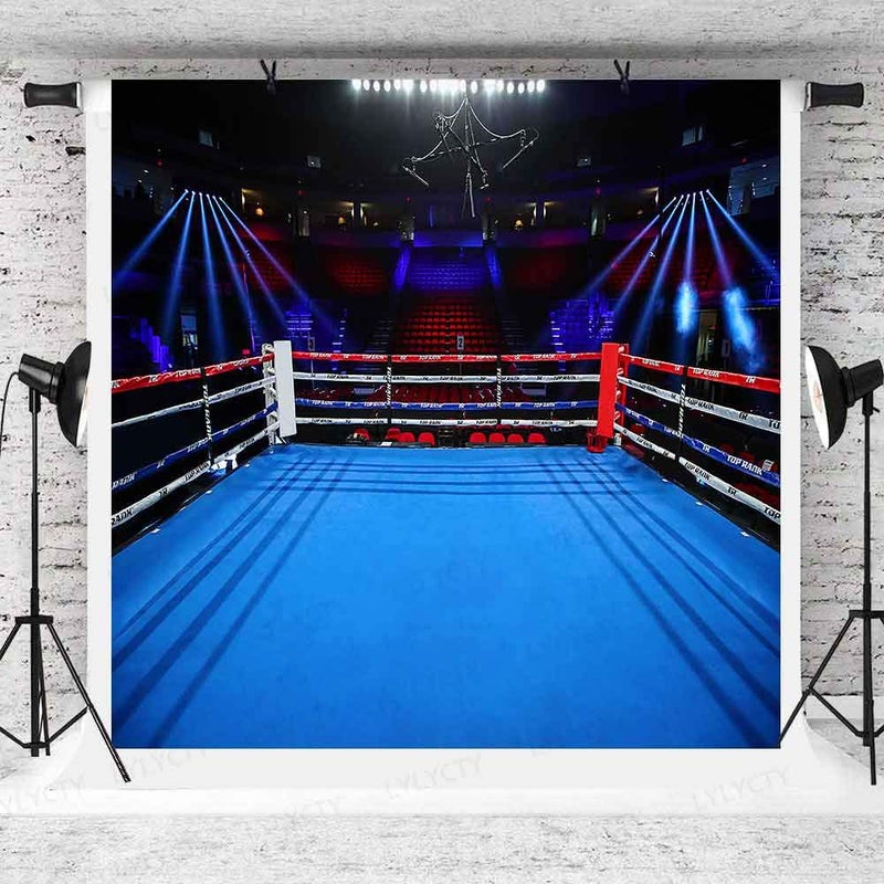 LYLYCTY 6x6ft Boxing Birthday Party Photography Backdrop Boxing Arena Sport Themed Background for Children Boy Portrait Birthday Party Decor Photo Booth Studio Props - Image 4